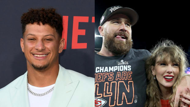 Patrick Mahomes, Travis Kelce and Taylor Swift.