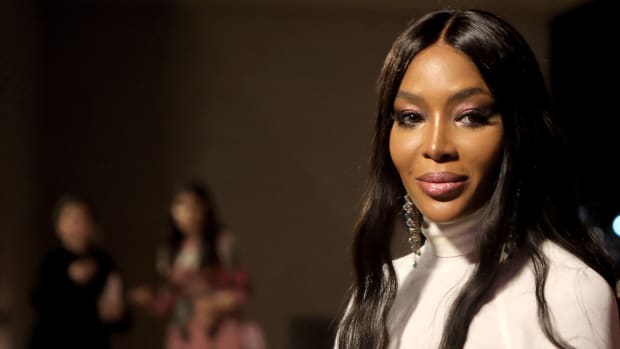 Naomi Campbell attends the opening of Qatar Creates 2021.