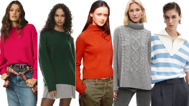models and alexis bledel in chunky knit sweaters