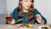 Woman eating mindfully