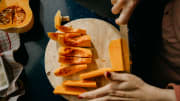 butternut squash being chopped
