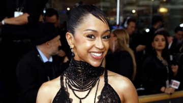 Liza Koshy arrives at the 2023 Golden Globe Awards. 