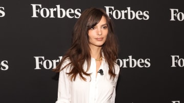 Emily Ratajkowski on the red carpet at the 10th Annual Forbes Power Women’s Summit.