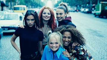The Spice Girls pose on the streets of Paris in September 1996. 