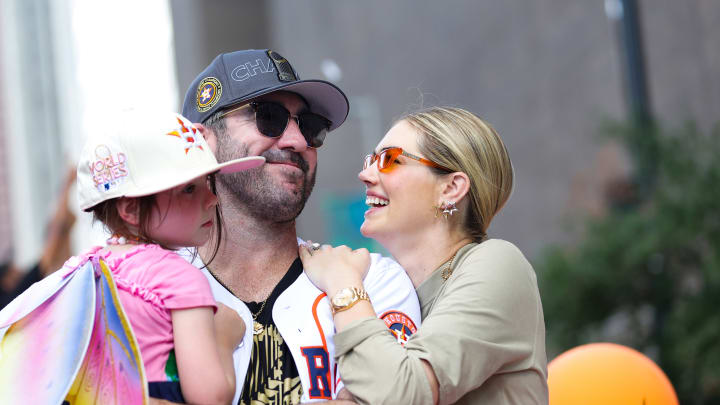 Justin Verlander and wife Kate Upton participate in the Astros’ World Series parade. Justin Verlander and wife Kate Upton participate in the Astros’ World Series parade.