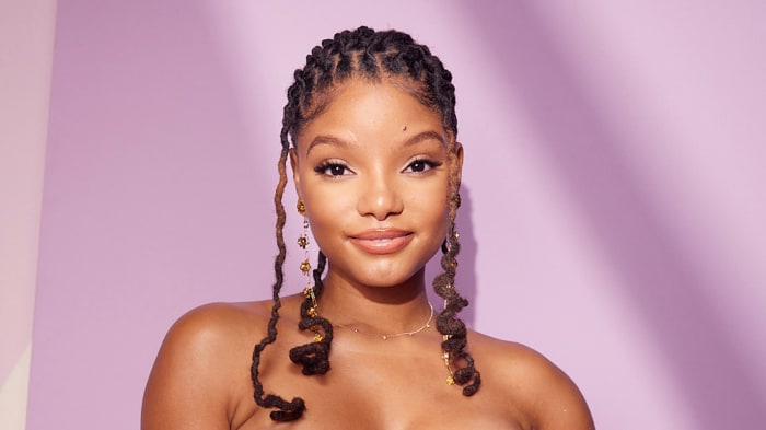 Halle Bailey Dons Cheeky Geometric Print Bikini and Straw Cowboy Hat ...