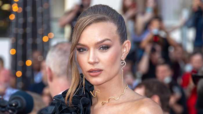 Josephine Skriver Shows Off Baby Bump in Black Cut-Out Gown on Red ...