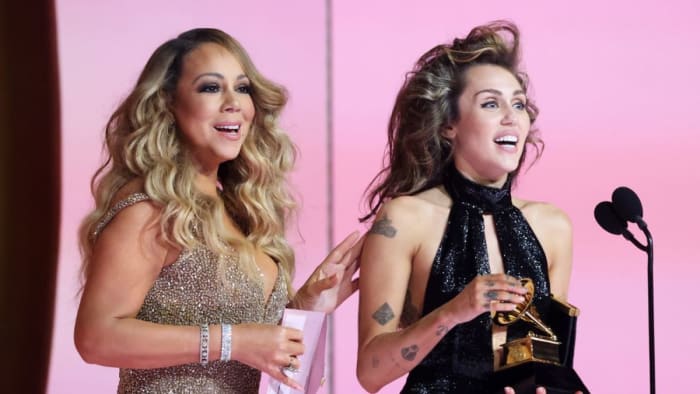 Mariah Carey and Miley Cyrus