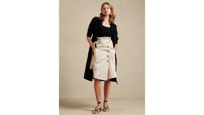 Tan belted skirt