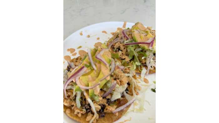Loaded turkey tostadas.