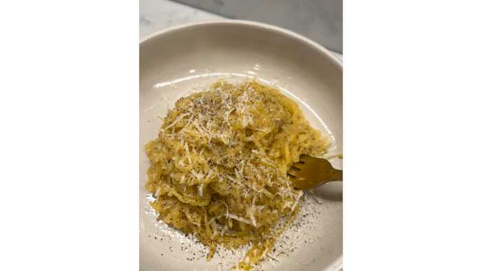 Cacio e pepe spaghetti squash.