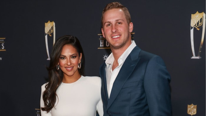 Christen Harper And Jared Goff Share Sweet Sidelines Moment, Celebrate 