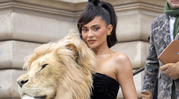 Kylie Jenner attends the Schiaparelli Haute Couture spring 2023 show as part of Paris Fashion Week.