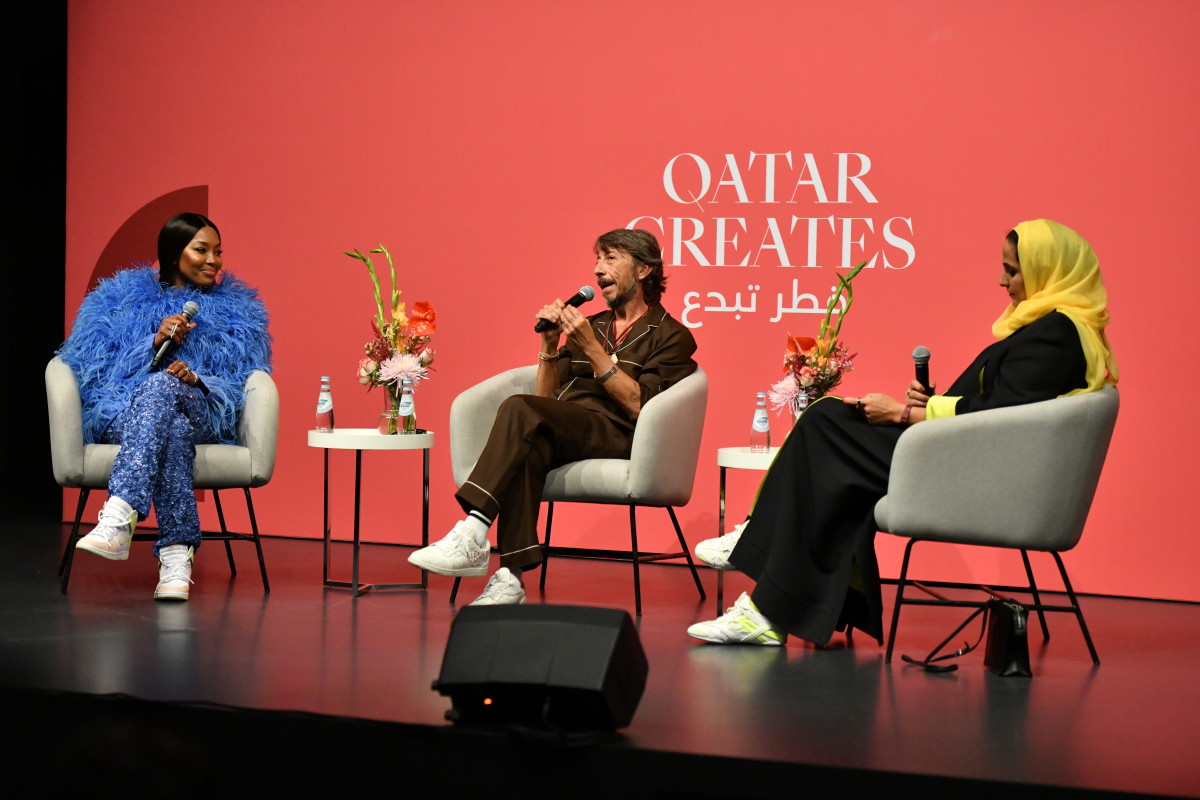 Naomi Campbell and Valentino creative director Pierpaolo Piccioli participate in a talk moderated by Sheikha Al Mayassa.