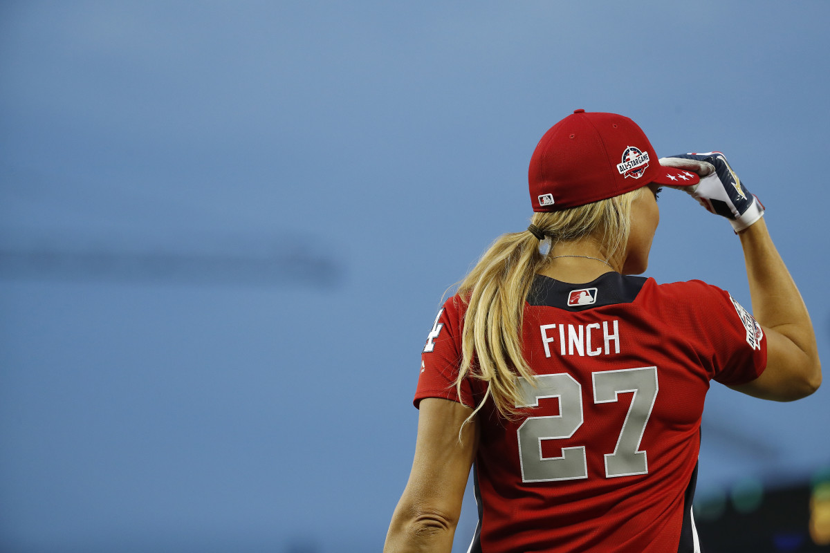 Jennie Finch prepares to bat during the MLB All-Star Celebrity Softball Game at Nationals Park in 2018.