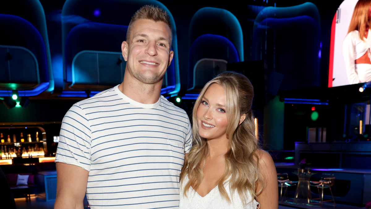 Rob Gronkowski and Camille Kostek attend as Sports Illustrated Swimsuit celebrates the launch of the 2022 issue and debut of Pay With Change.