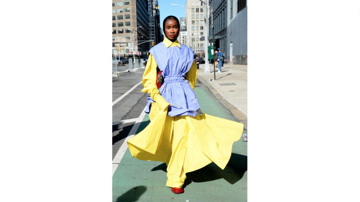Aissata Diallo outside Spring Studios during New York Fashion Week.